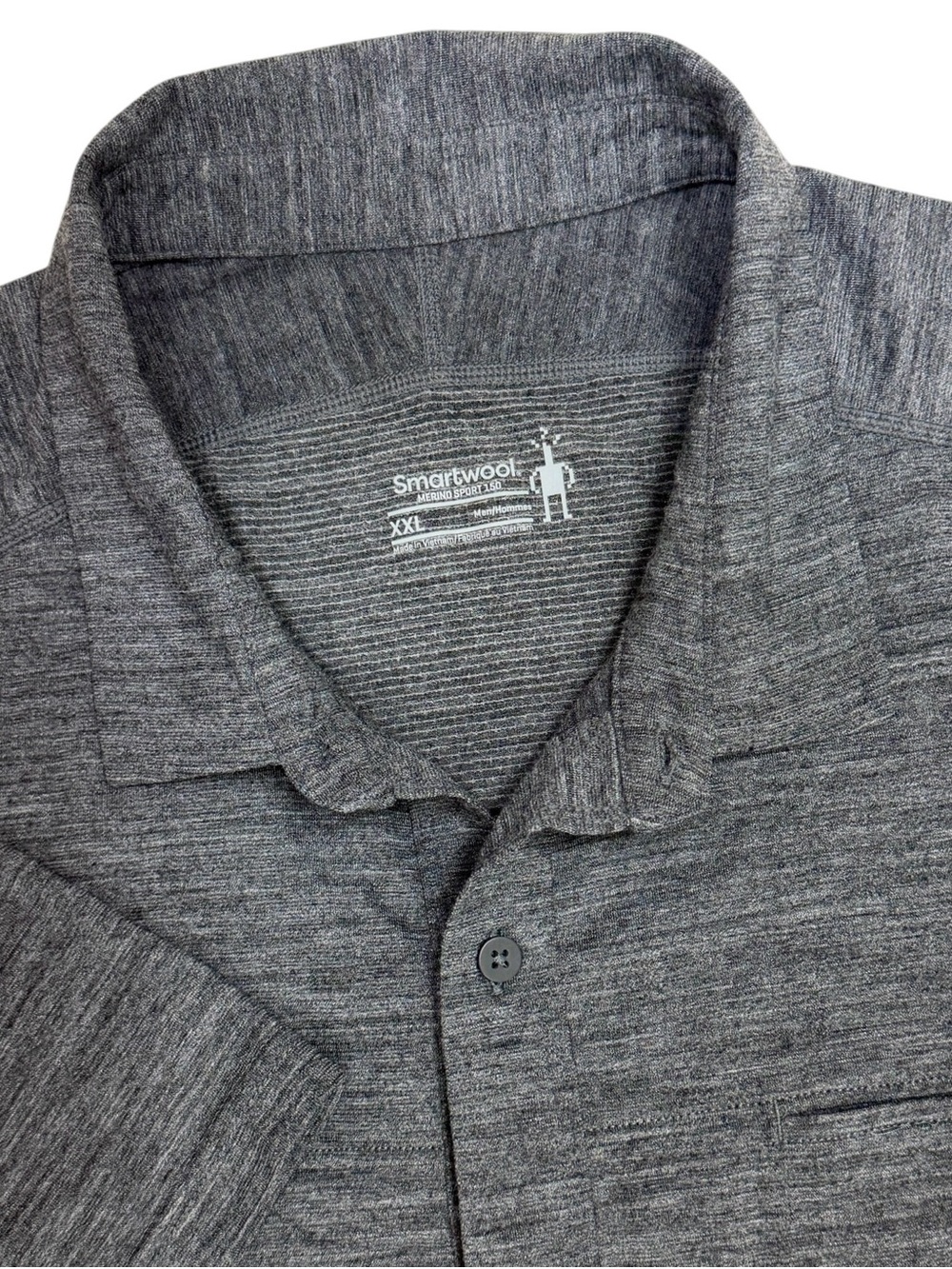 Smartwool Shirt Men XXL Grey Merino Sport 150 Button Short Sleeve Outdoor Hiking